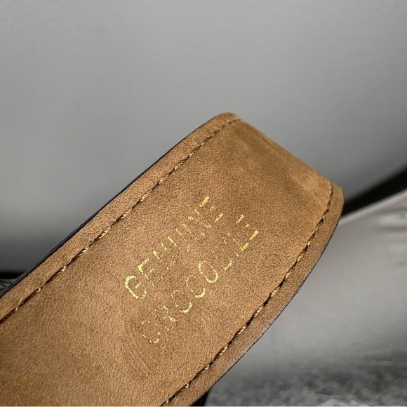 Kwanpen Black Crocodile Belt with Mixed Metals Buckle - Picture 6 of 11